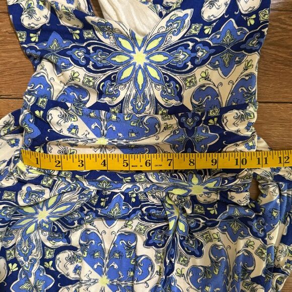 Vanessa Virginia Floral V-Neck Sleeveless Tie Waist Maxi Dress Blue White Small - Picture 13 of 16